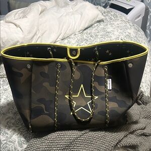 Chic Camouflage Tote with Star Accent